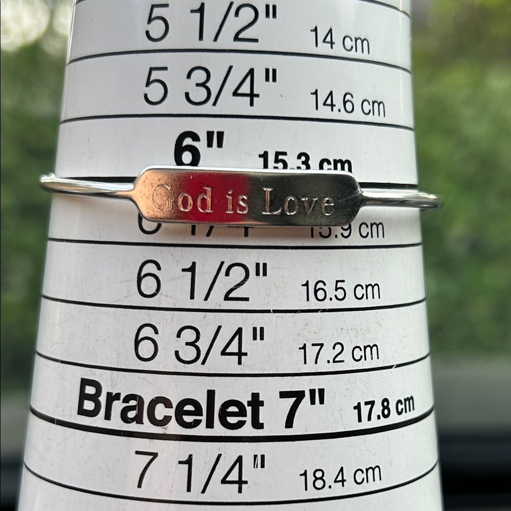 Stella & Dot Sterling Silver 'God is Love' Inspirational Cuff Bracelet - Picture 3 of 3